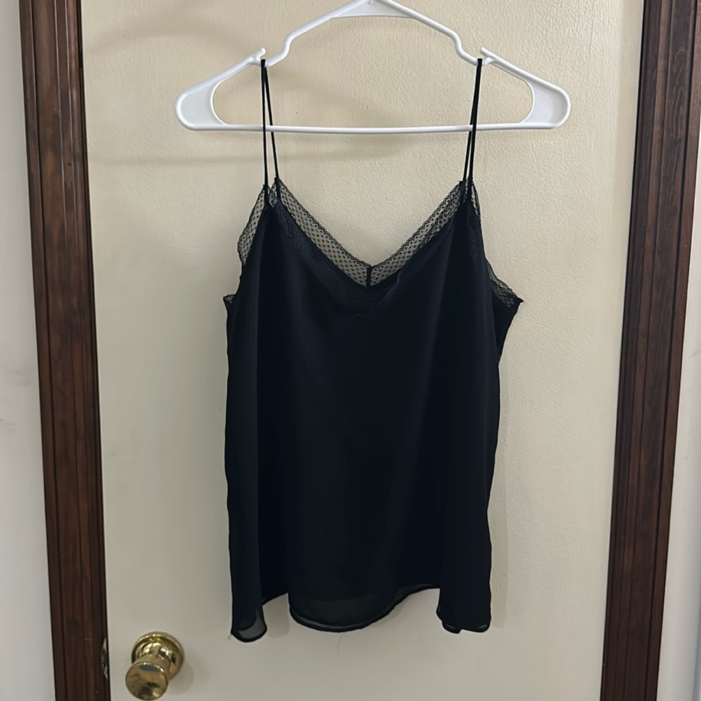 Zara black tank with polka dot detailing